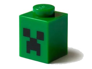 LEGO onderdeel Brick 1 x 1 with Pixelated Black Eyes and Open Mouth Frown Pattern (Minecraft Creeper Face) (3005pb018)