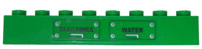 LEGO onderdeel Brick 1 x 8 with Black 'ELECTRICS' and 'WATER' Panels Pattern (Sticker) - Set 7898 (3008pb122)