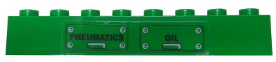 LEGO onderdeel Brick 1 x 8 with Black 'PNEUMATICS' and 'OIL' Panels Pattern (Sticker) - Set 7898 (3008pb123)