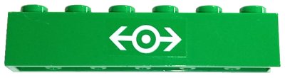 LEGO onderdeel Brick 1 x 6 with White Train Logo Pattern (Sticker) - Sets 4511 / 10157 / 10158 (3009pb136)