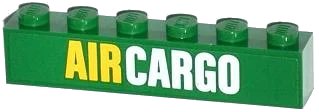 LEGO onderdeel Brick 1 x 6 with Yellow and White 'AIR CARGO' Pattern (Sticker) - Set 60021 (3009pb177)