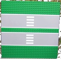 LEGO part Baseplate, Road 32 x 32 7-Stud Straight with Double Driveway with Crosswalk Pattern 30225c01pb01