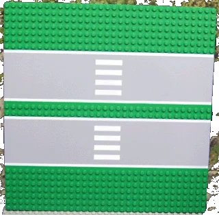 LEGO onderdeel Baseplate, Road 32 x 32 7-Stud Straight with Double Driveway with Crosswalk Pattern (30225c01pb01)