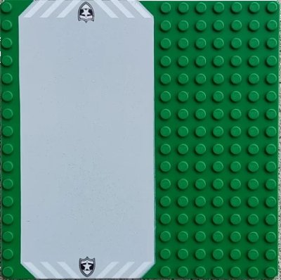 LEGO onderdeel Baseplate, Road 16 x 16 with Light Gray Driveway, White Danger Stripes, and Police Star Badge Pattern (30225pb01)