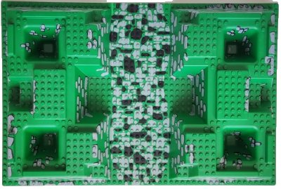 LEGO onderdeel Baseplate, Raised 32 x 48 x 6 with 4 Corner Pits with Rock Path Pattern (30271px2)