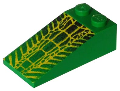 LEGO onderdeel Slope 18 4 x 2 with Black and Yellow Alligator / Crocodile Scales Pattern (30363pb002)