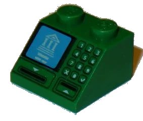 LEGO onderdeel Slope 45 2 x 2 with Building on Blue Screen, Card Slot and Keypad Pattern (3039pb084)