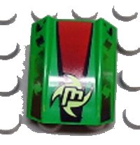 LEGO part Slope, Curved 2 x 2 Lip with 'M' and Black/Red Pattern 30602pb024