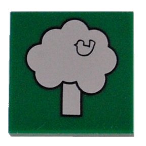 LEGO onderdeel Tegel 2 x 2 met Witte Boom met Vogel Patroon (3068pb0200)