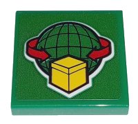 LEGO part Tile 2 x 2 with Box and Arrows and Globe on Green Background Pattern (Sticker) - Set 60198 3068pb1314