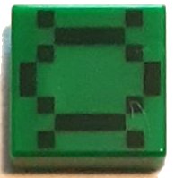 LEGO part Tile 1 x 1 with Pixelated Dark Green Squares and Lines Pattern (Minecraft Baby Turtle Shell) (3070pb351)