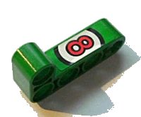 LEGO part Technic, Liftarm, Modifiziert Gebogen Dick L-Form 2 x 4 mit Roter Nummer 8 in Weißem Kreis Muster (Aufkleber) - Set 8236 32140pb05