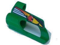 LEGO part Technic, Panel Fairing # 6 Small Short, Large Hole, Side B with Driver in Red Helmet Pattern (Sticker) - Set 8241 32528pb01