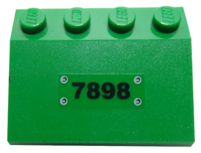 LEGO onderdeel Slope 33 3 x 4 with Black '7898' and Rivets Pattern (Sticker) - Set 7898 (3297pb022)