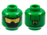LEGO part Minifigure, Head Scuba Mask with Yellow Goggles and 'H' on Back Pattern (Hydra Diver) 3626pb1452