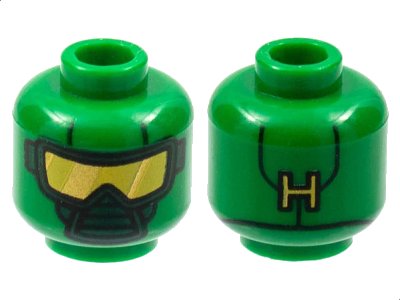 LEGO onderdeel Minifigure, Head Scuba Mask with Yellow Goggles and 'H' on Back Pattern (Hydra Diver) (3626pb1452)