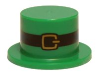 LEGO part Minifigure, Headgear Hat, Top Hat with Black Belt and Gold Buckle Pattern 3878pb01