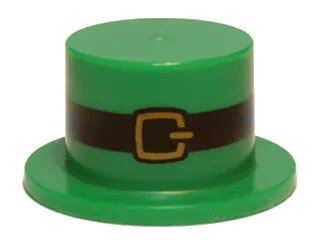 LEGO onderdeel Minifigure, Headgear Hat, Top Hat with Black Belt and Gold Buckle Pattern (3878pb01)