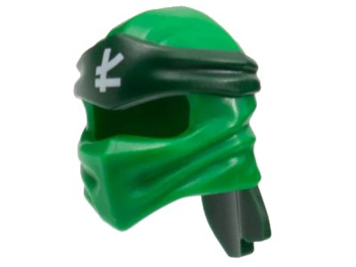 LEGO onderdeel Minifigure, Headgear Ninjago Wrap Type 4 with Molded Dark Green Headband and Printed White Ninjago Logogram Letter L Pattern (40925pb25)