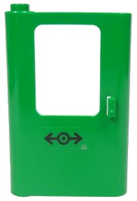LEGO part Door 1 x 4 x 5 Train Left, Thin Support at Bottom with Train Logo Black Pattern (Sticker) - Set 7898 4181pb031