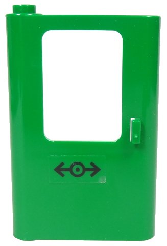 LEGO onderdeel Door 1 x 4 x 5 Train Left, Thin Support at Bottom with Train Logo Black Pattern (Sticker) - Set 7898 (4181pb031)