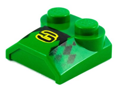 LEGO part Slope, Curved 2 x 2 x 2/3 with 2 Studs and Curved Sides, Lip End with '3' and Checkered Pattern (41855pb01)