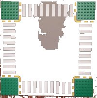 LEGO part Baseplate, Road 32 x 32 6-Stud Crossroad with Dark Gray Road, Yellow Dashed Lines and Crosswalks Pattern 44343pb01