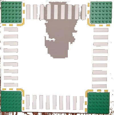 LEGO onderdeel Baseplate, Road 32 x 32 6-Stud Crossroad with Dark Gray Road, Yellow Dashed Lines and Crosswalks Pattern (44343pb01)