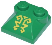 LEGO part Slope, Curved 2 x 2 x 2/3 with 2 Studs and Curved Sides with Ornate Yellow Lines Pattern 47457pb01