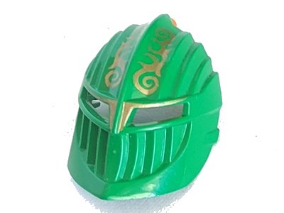 LEGO onderdeel Large Figure Visor, Rascus with Gold Pattern (47470pb01)