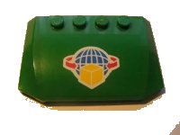 LEGO onderdeel Wedge 4 x 6 x 2/3 Triple Curved with Box and Arrows and Globe on Green Background Pattern (Sticker) - Set 7633 52031pb015