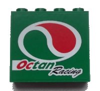 LEGO part Panel 1 x 4 x 3 with Side Supports - Hollow Studs with Octan Logo and 'Octan Racing' Pattern Model Right Side (Sticker) - Set 60025 60581pb027R