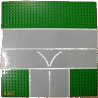 LEGO part Baseplate, Road 32 x 32 9-Stud T Intersection with Runway 'V' Pattern 608px1