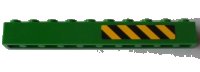 LEGO onderdeel Brick 1 x 10 with Black and Yellow Danger Stripes Pattern Right Side (Sticker) - Set 7939 6111pb010R