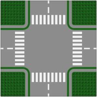 LEGO onderdeel Baseplate, Road 32 x 32 8-Stud Crossroads with Road Pattern 611p01