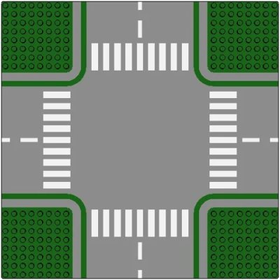 LEGO onderdeel Baseplate, Road 32 x 32 8-Stud Crossroads with Road Pattern (611p01)