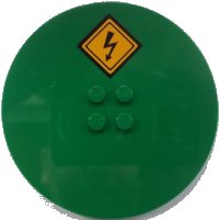 LEGO onderdeel Tile, Round 8 x 8 with 4 Studs in Center with Electricity Danger Sign Pattern (Sticker) - Set 60052 6177pb013
