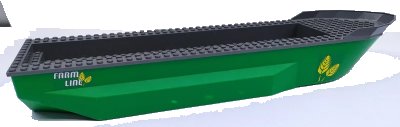 LEGO onderdeel Boat, Hull Unitary 51 x 12 x 6 with Side Bulges with Dark Bluish Gray Top with Farm Line Pattern on Both Sides (Stickers) - Set 4645 (62791c01pb02)