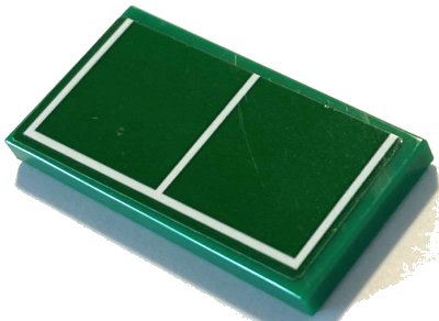 LEGO part Tile 2 x 4 with White Lines for Half Ping Pong Table Pattern (Sticker) - Set 60246 (87079pb1329)