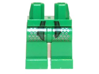 LEGO onderdeel Hips and Legs with Dark Green Sash and Silver Diamonds Pattern (970c00pb0183)