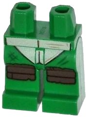 LEGO part Hips and Legs with Turtle Shell, Scratches and Dark Brown Knee Pads Pattern 970c00pb0302