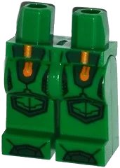 LEGO onderdeel Hips and Legs with Orange and Gold Circuitry and Dark Green Armor, Knee Pads and Boots Pattern 970c00pb0502