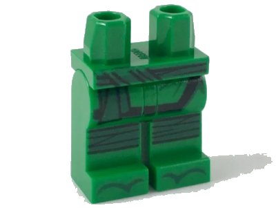 LEGO onderdeel Hips and Legs with Black Coattails, Dark Green Sash, Knee Wrappings, and Zori Sandals Pattern (970c00pb0910)