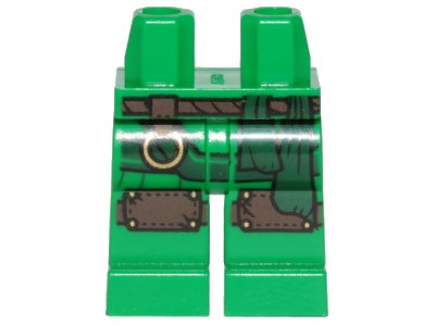LEGO onderdeel Hips and Legs with Knee Pads, Ring and Dark Green Sash Pattern (970c00pb0969)