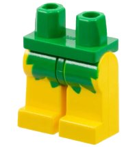 LEGO part Hips and Yellow Legs with Green Leaf Skirt Pattern 970c03pb01
