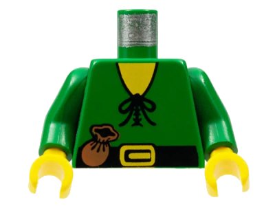 LEGO onderdeel Torso Castle Forestman Tie Shirt, Purse, Black Belt with Yellow Buckle Pattern / Green Arms / Yellow Hands (973p46c01)