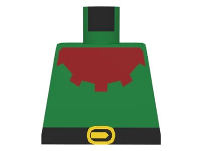 LEGO onderdeel Torso Castle Forestman with Red Collar, Black Belt, and Yellow Buckle Pattern (973p48)