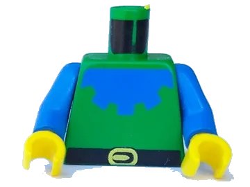 LEGO onderdeel Torso Castle Forestman with Blue Collar, Black Belt, and Yellow Buckle Pattern / Blue Arms / Yellow Hands (973p49c01)