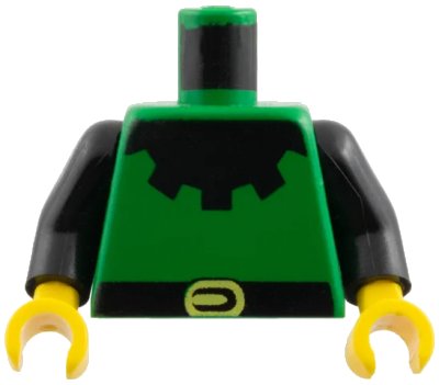 LEGO onderdeel Torso Castle Forestman with Black Collar, Black Belt, and Yellow Buckle Pattern / Black Arms / Yellow Hands (973p50c01)