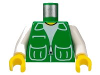 LEGO onderdeel Torso Town Vest with Patch Pockets over White Shirt Pattern / White Arms / Yellow Hands 973p73c01